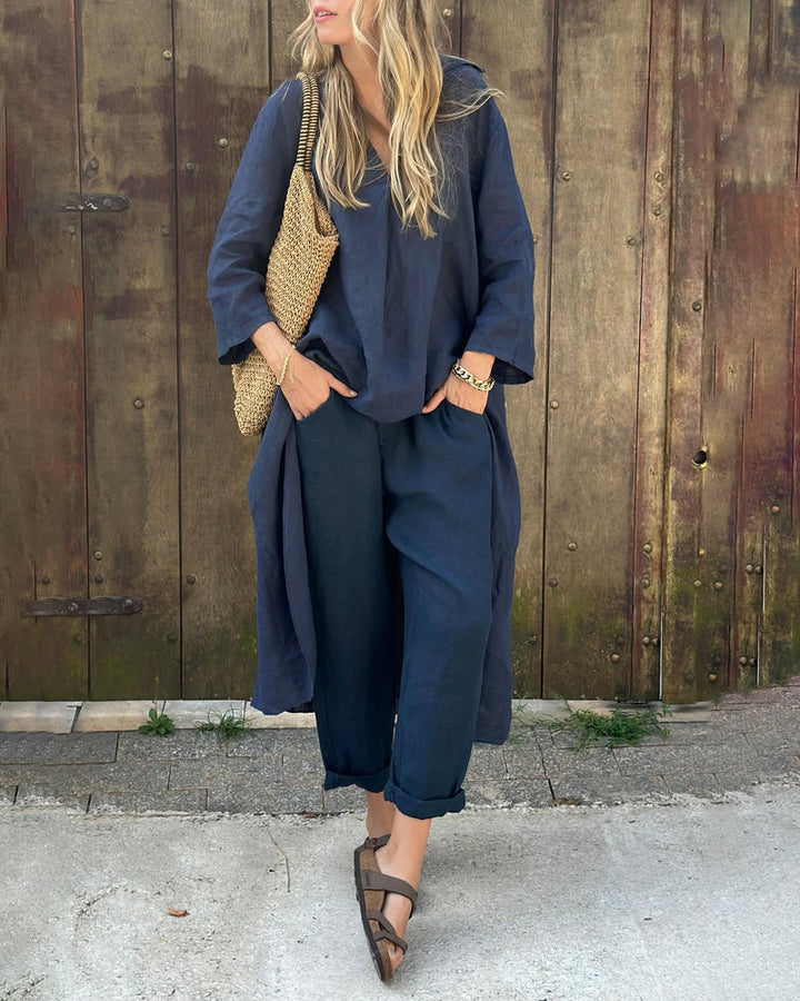 Elegant Navy Two-Piece Set for Effortless Style
