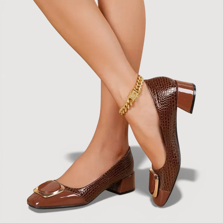 LIVANA – CROCO BLOCK HEELS