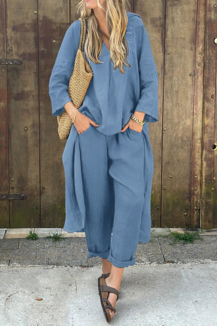 Elegant Navy Two-Piece Set for Effortless Style